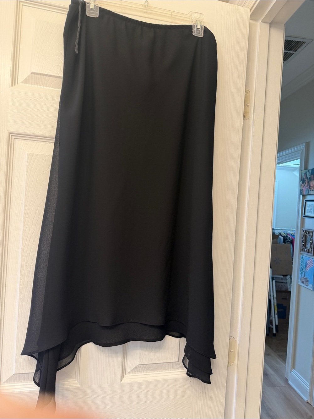 MSK Black Layered Chiffon Maxi Skirt